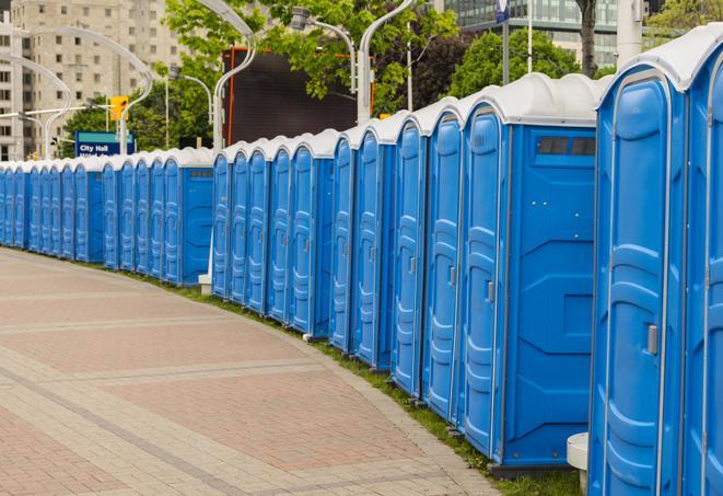 Seasonal porta potty units set up at a Miami, Florida venue