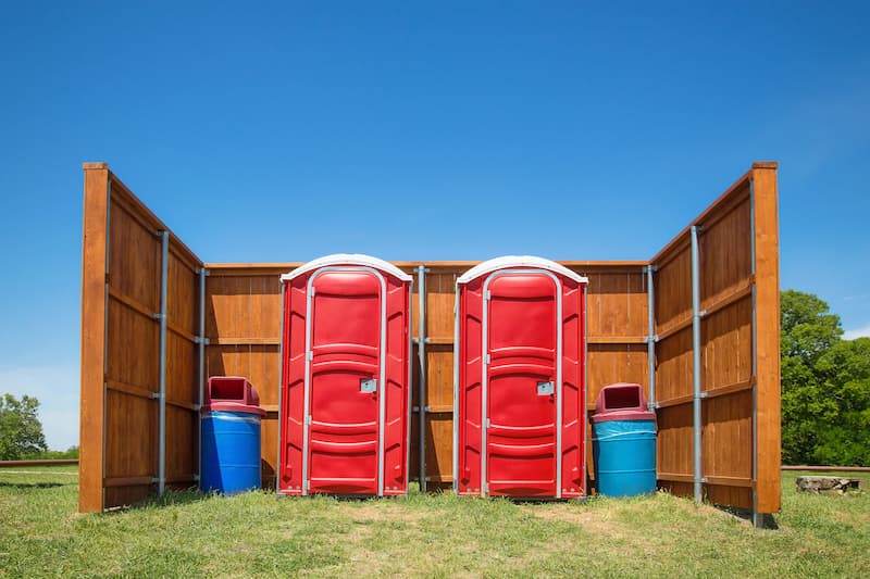 Short-term porta potty units staged for delivery in Miami, Florida